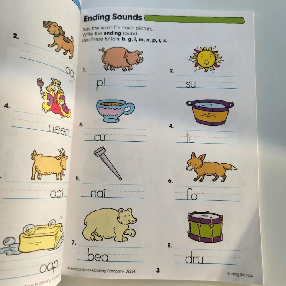 NEW School Zone Spelling Puzzles 1-2 Activity Workbook Book 64 Pages 1st Grade